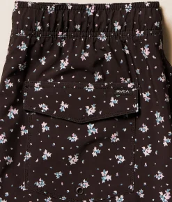 RVCA VA Floral Stretch Swim Trunks Pirate Black Hot