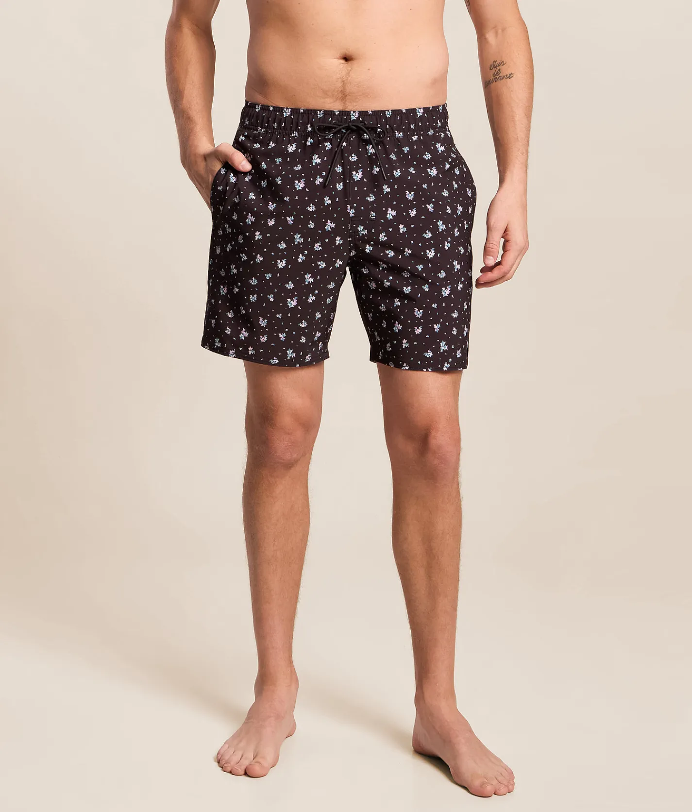 RVCA VA Floral Stretch Swim Trunks Pirate Black Hot