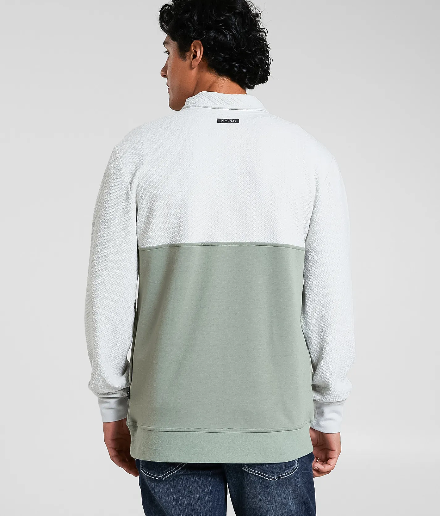 Maven Co-op Valley Quarter Zip Pullover Oyster Sage New
