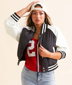 Tops|Coats & Jackets | DH Apparel Varsity Cropped Jacket Black And White
