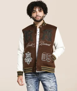 Tops|Coats & Jackets | Rock Revival Varsity Jacket Brown White