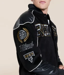 Tops|Coats & Jackets | Rock Revival Varsity Jacket Black Gold