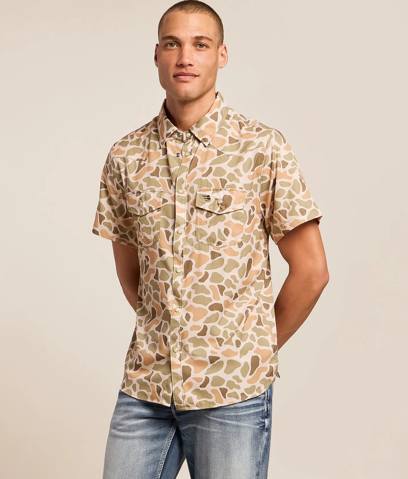 Tops | BURLEBO Western Performance Stretch Shirt Venado Camo