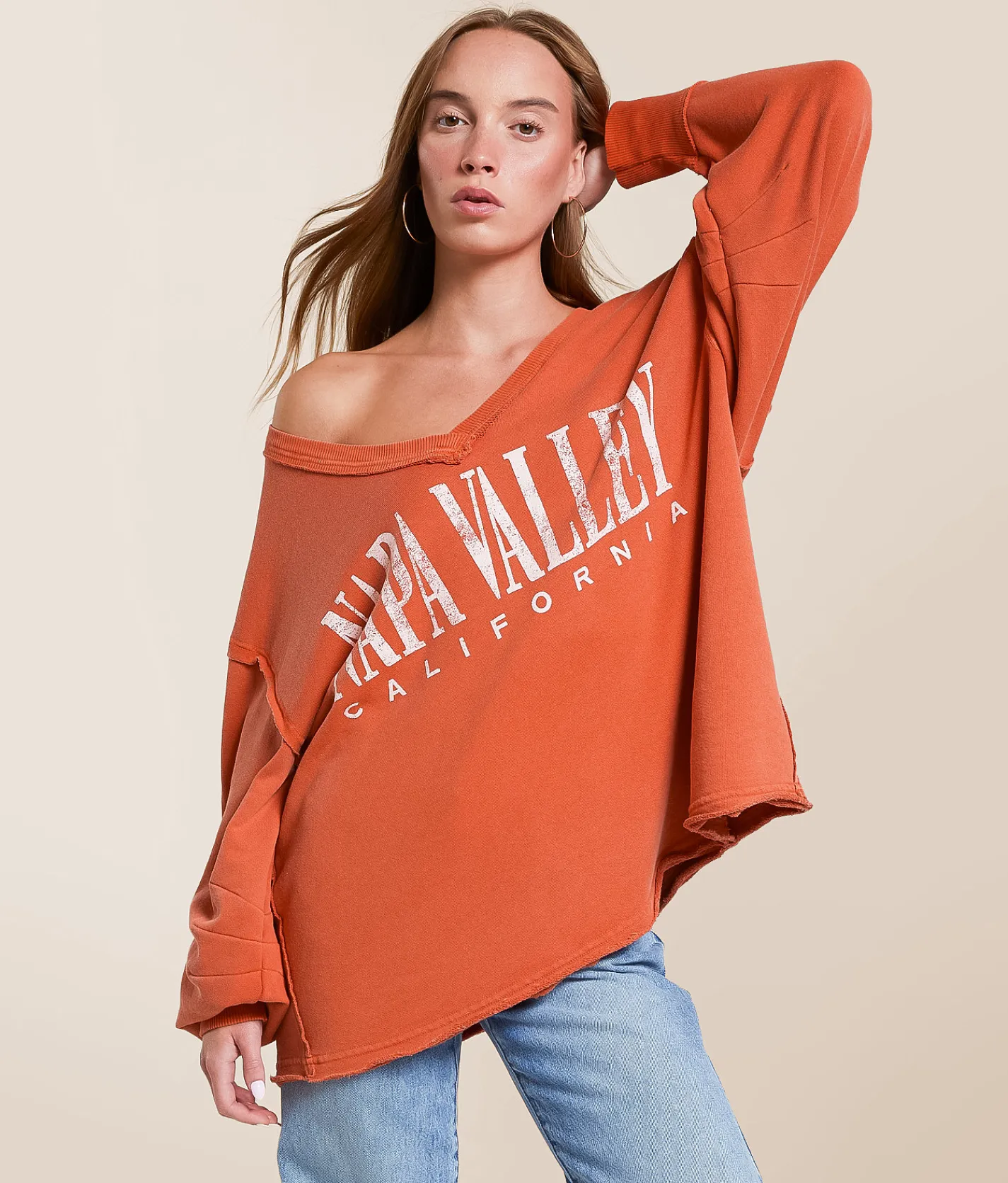 Tops | Free People Venice Oversized Pullover Rose Sienna Combo