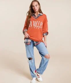 Tops | Free People Venice Oversized Pullover Rose Sienna Combo