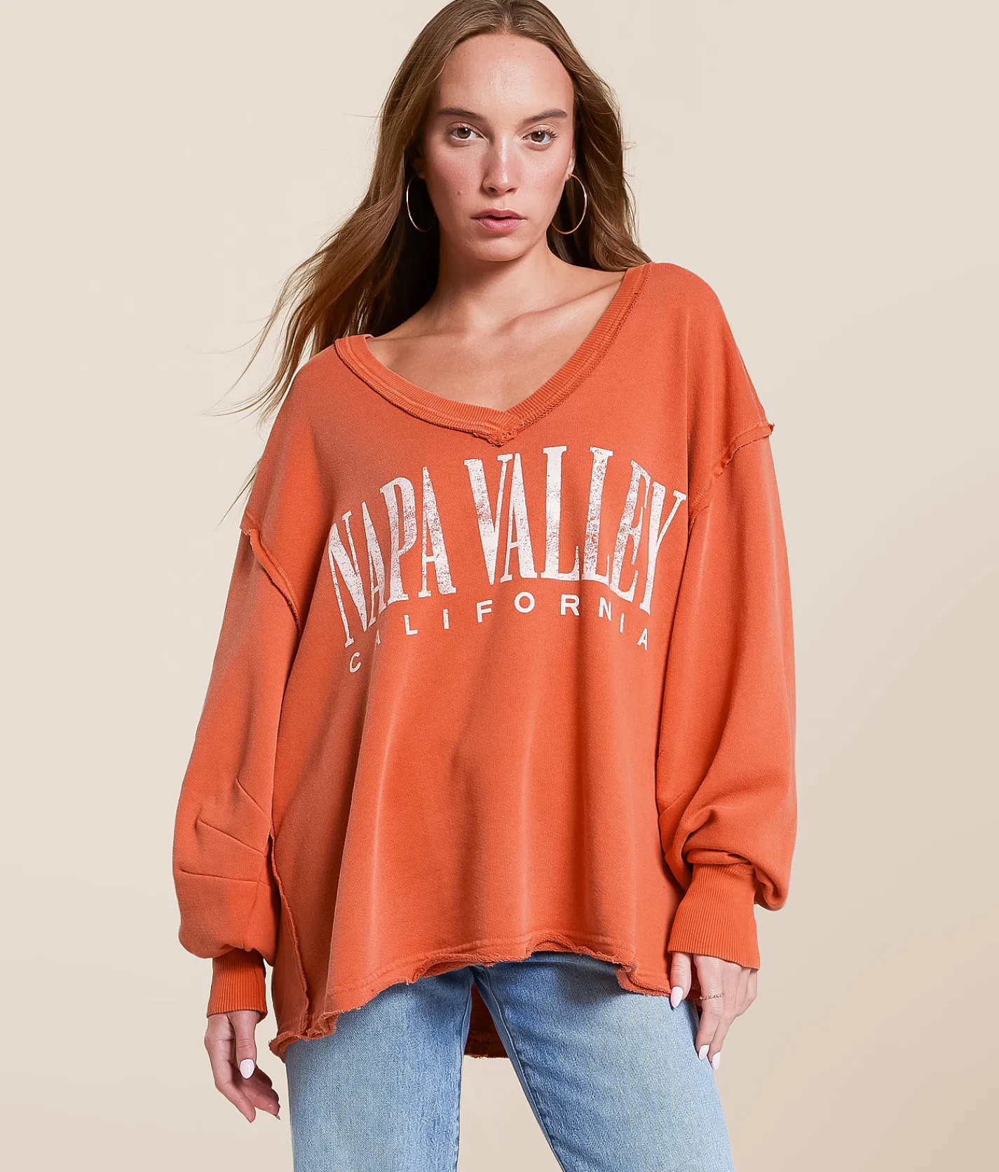 Tops | Free People Venice Oversized Pullover Rose Sienna Combo