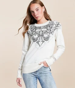 Tops | Affliction Vertibrate Pullover Vintage White Reactive