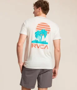 Tops|Graphic T-Shirts | RVCA Verticle Palms T-Shirt Antique White