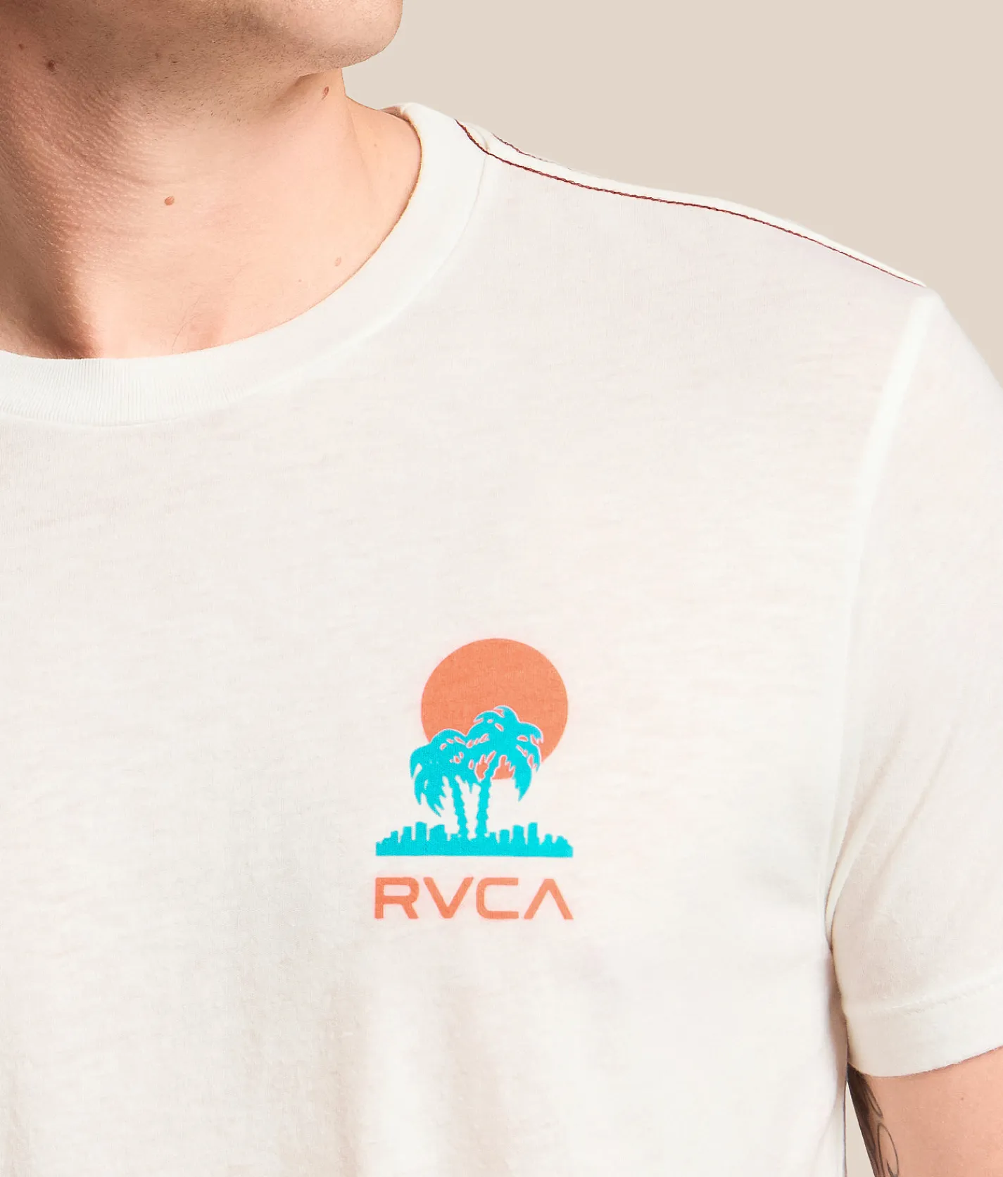 Tops|Graphic T-Shirts | RVCA Verticle Palms T-Shirt Antique White