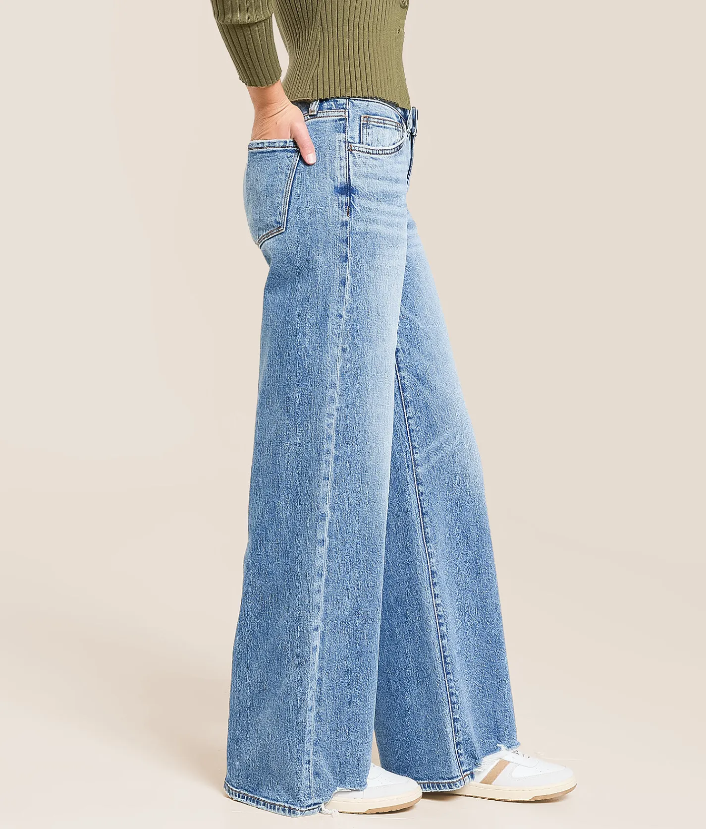 VERVET by Flying Monkey V-Front Wide Leg Stretch Jean Declutter Hot