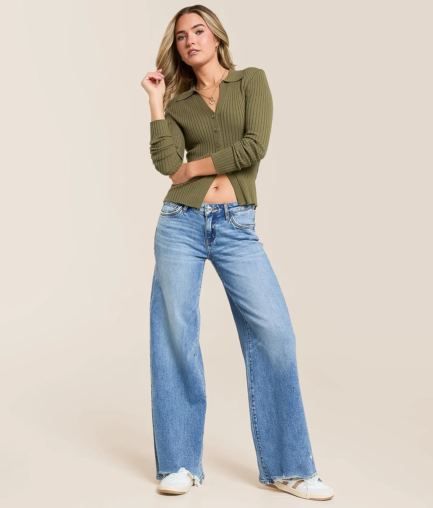 VERVET by Flying Monkey V-Front Wide Leg Stretch Jean Declutter Hot