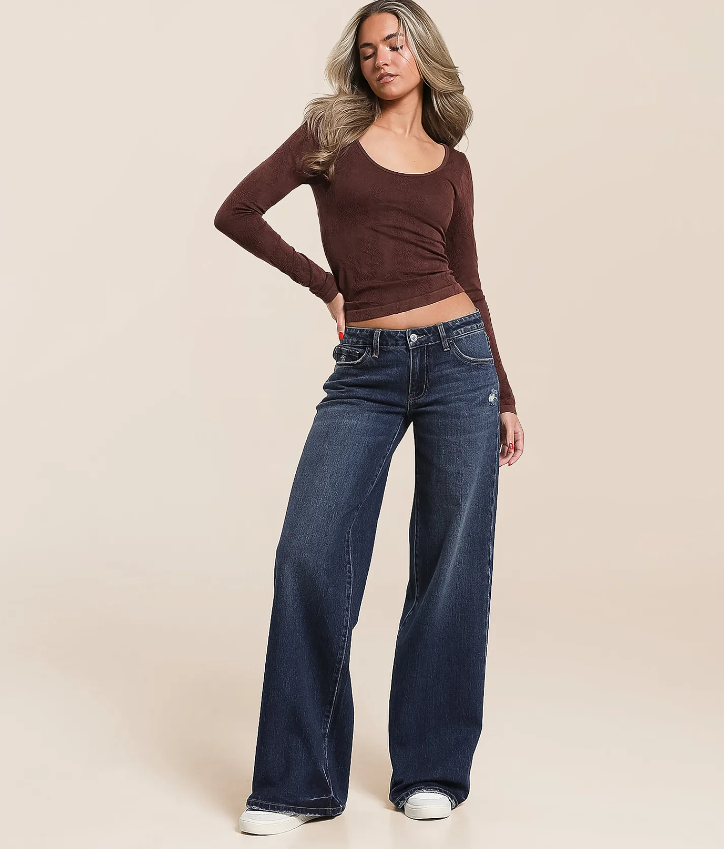 VERVET by Flying Monkey V-Front Wide Leg Stretch Jean Hebe Hot