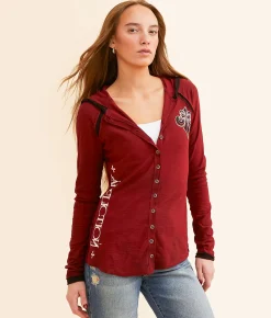 Affliction Victorian Hooded Shirt Indigo Mood Tea Stain Sale