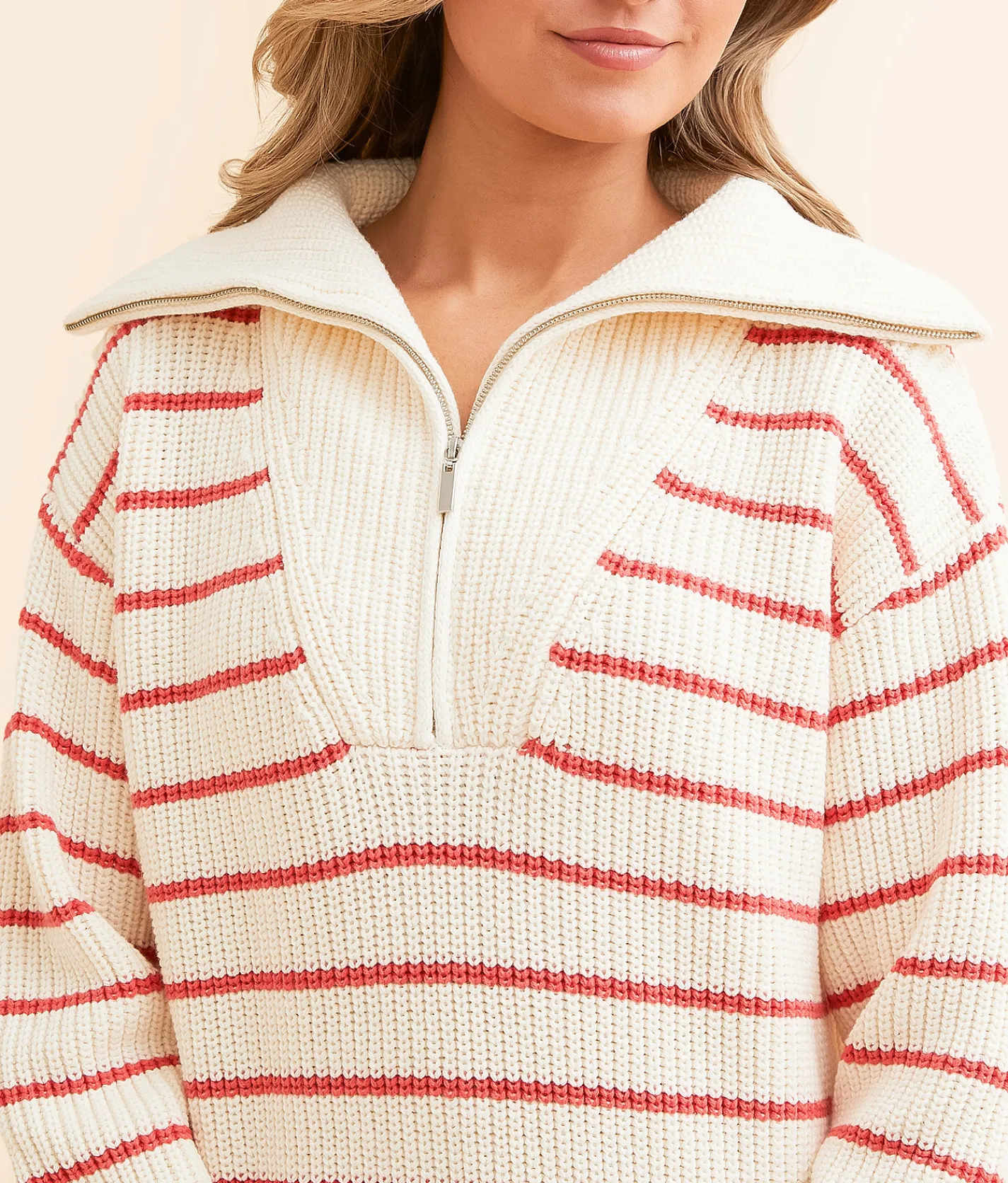 Z Supply Villa Striped Sweater Red Pepper Best