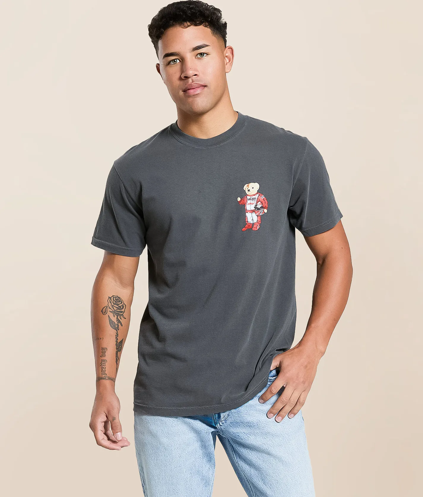 Tops | Pretty Vacant Vintage Race Bear T-Shirt Washed Black