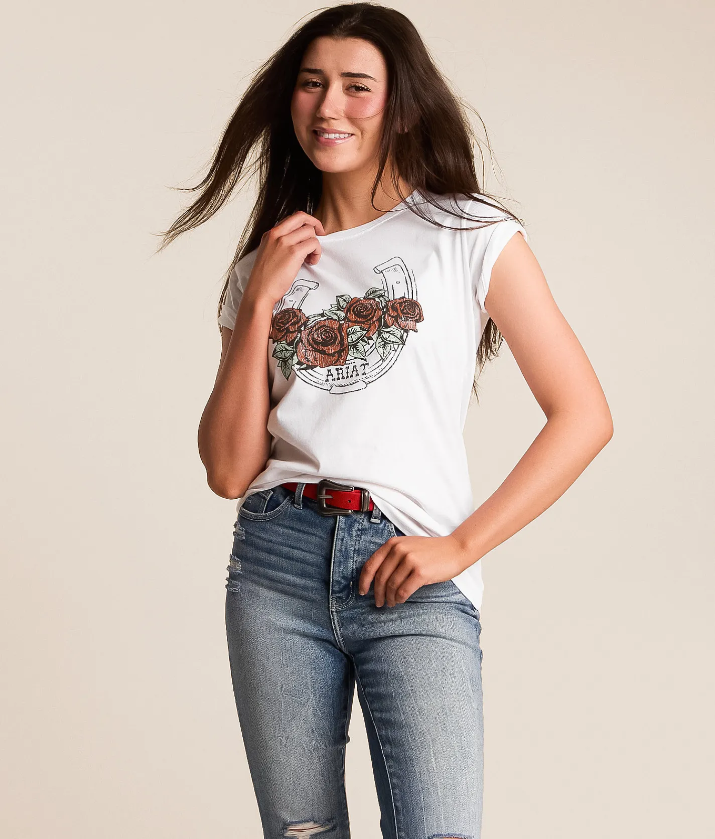 Tops | Ariat Vintage Roses T-Shirt Natural