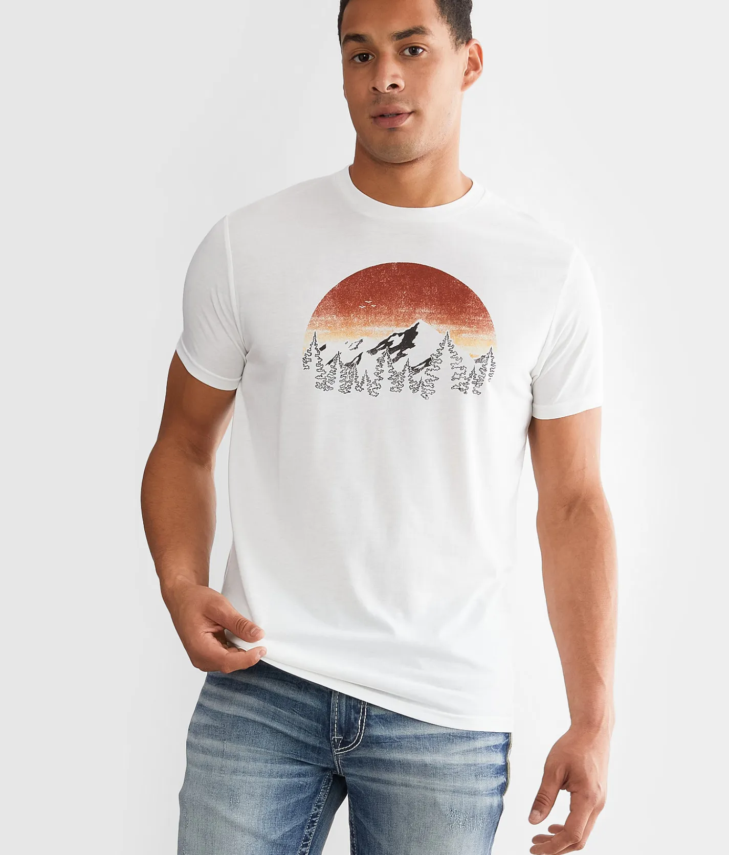 Graphic T-Shirts | tentree Vintage Sunset T-Shirt Barley Heather Meteorite