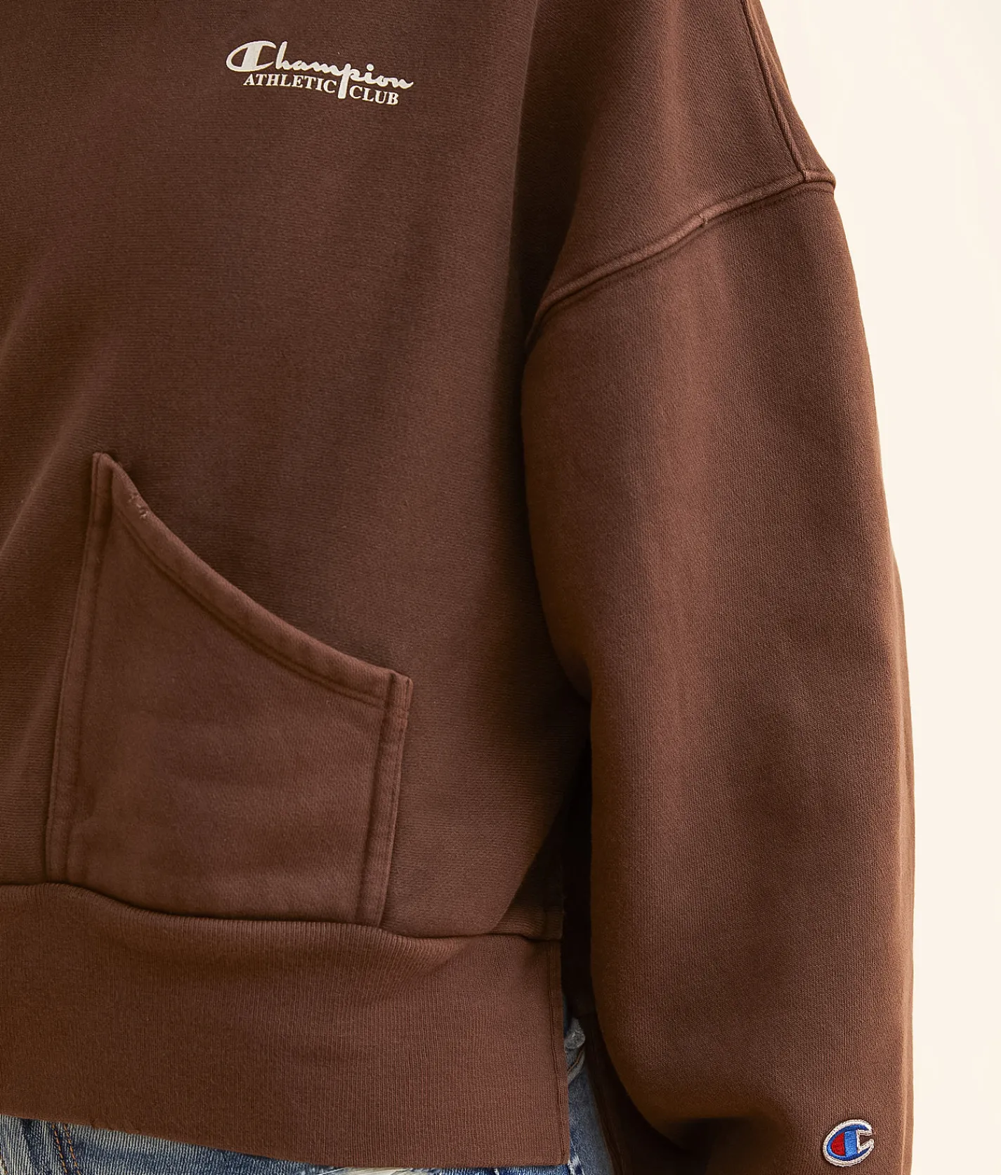 Tops|Activewear | Champion® Vintage Wash Reverse Hooded Sweatshirt Warm Chocolate Brown