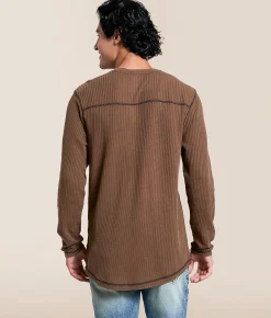 Buckle Black Waffle Knit Henley Carafe Outlet