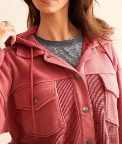 BKE Waffle Knit Hooded Jacket Earth Red Hot