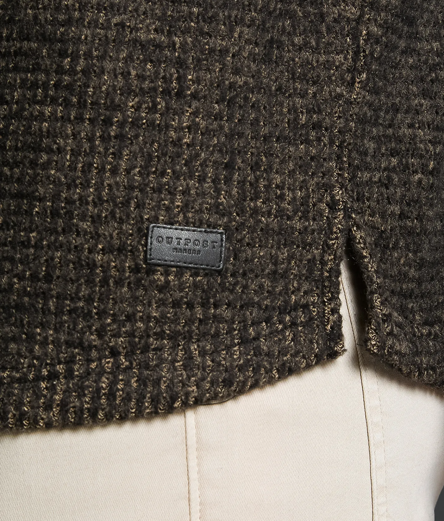 Outpost Makers Waffle Knit Pullover Timberwolf Black Hot