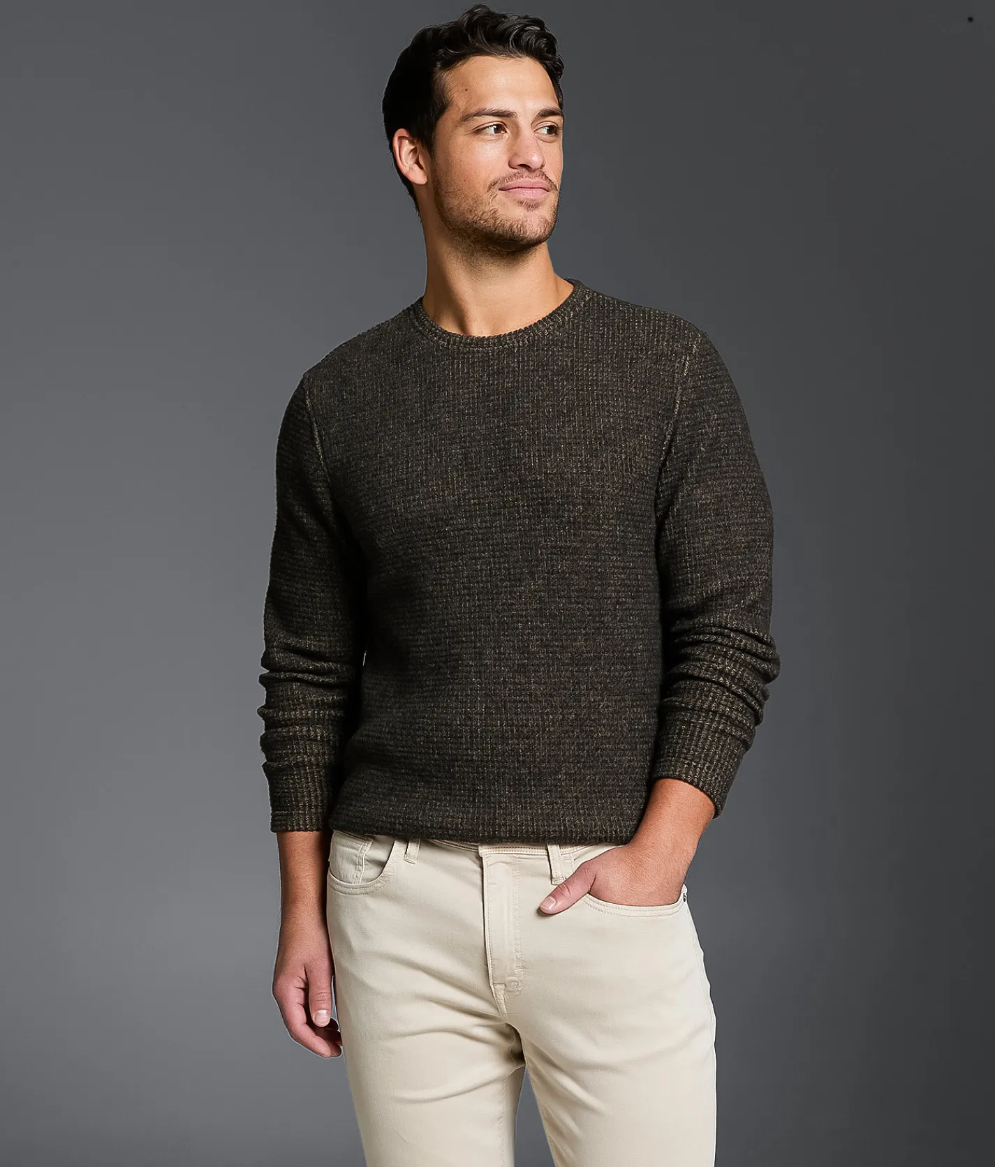 Outpost Makers Waffle Knit Pullover Timberwolf Black Hot