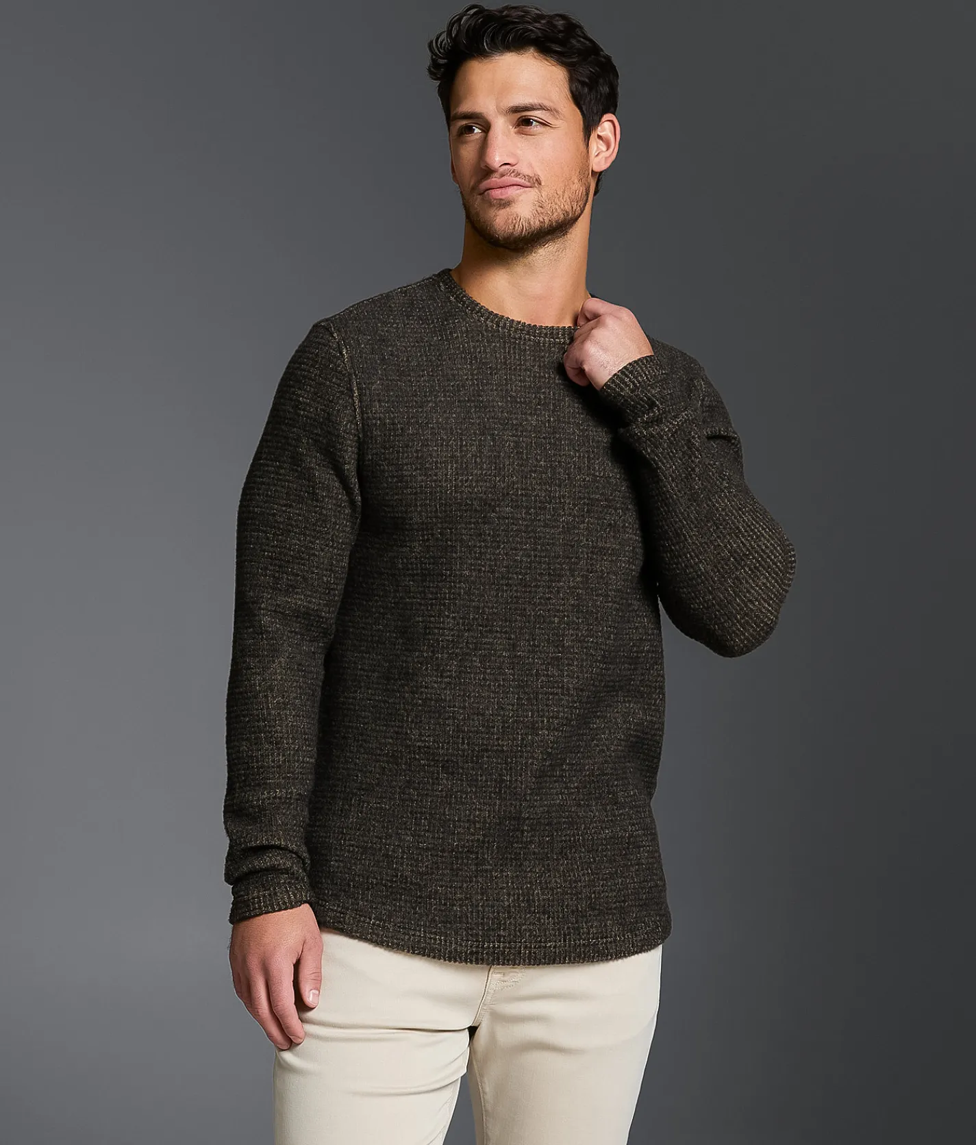 Outpost Makers Waffle Knit Pullover Timberwolf Black Hot