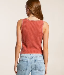 Gilded Intent Waffle Knit Tank Top Hot Sauce Clearance