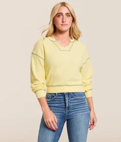 FITZ + EDDI Waffle Knit Top Pale Banana Clearance