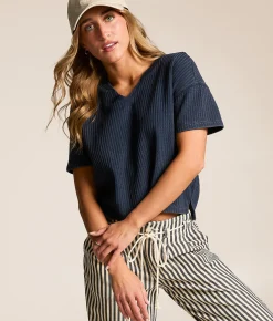 Tops | FITZ + EDDI Waffle Knit Top Mood Indigo
