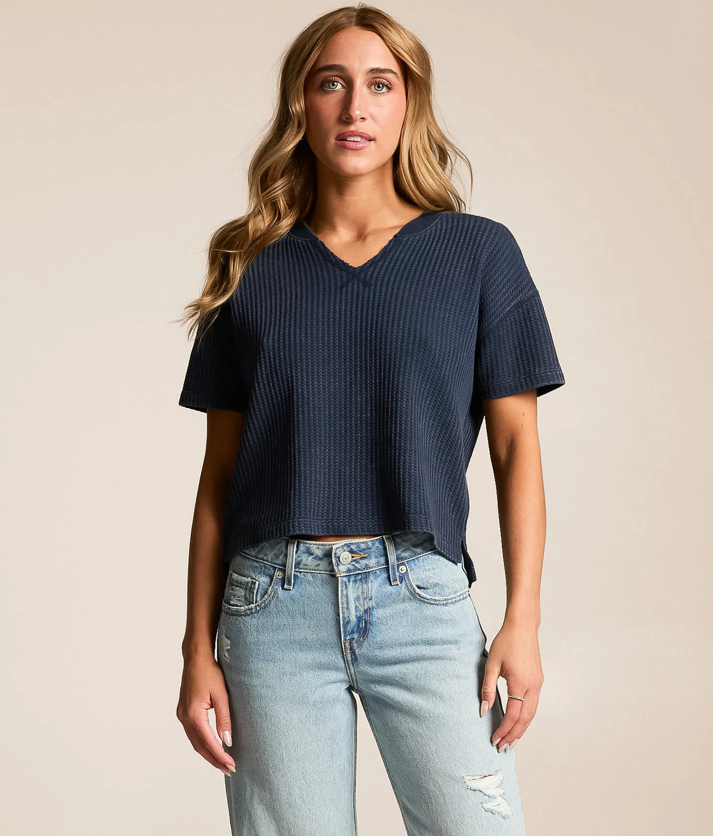 Tops | FITZ + EDDI Waffle Knit Top Mood Indigo