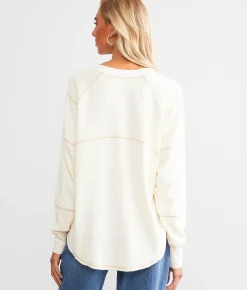 BKE Waffle Knit Top Cream
