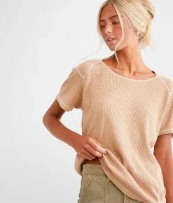 BKE Waffle Knit Top Natural Hot