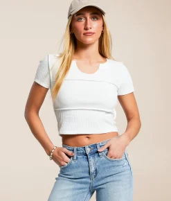 Tops | FITZ + EDDI Waffle Knit T-Shirt White