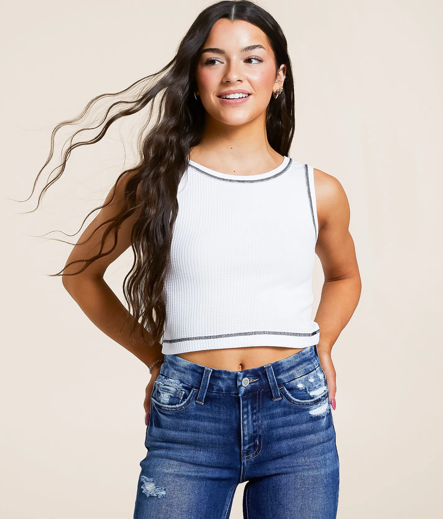 Freshwear Waffle Knit Two Way Brami White Hot