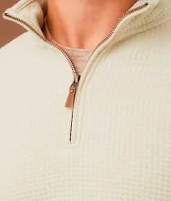 Outpost Makers Waffle Quarter Zip Pullover Summer Sand New