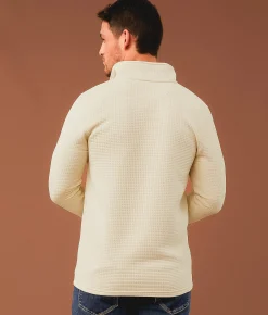 Outpost Makers Waffle Quarter Zip Pullover Summer Sand New