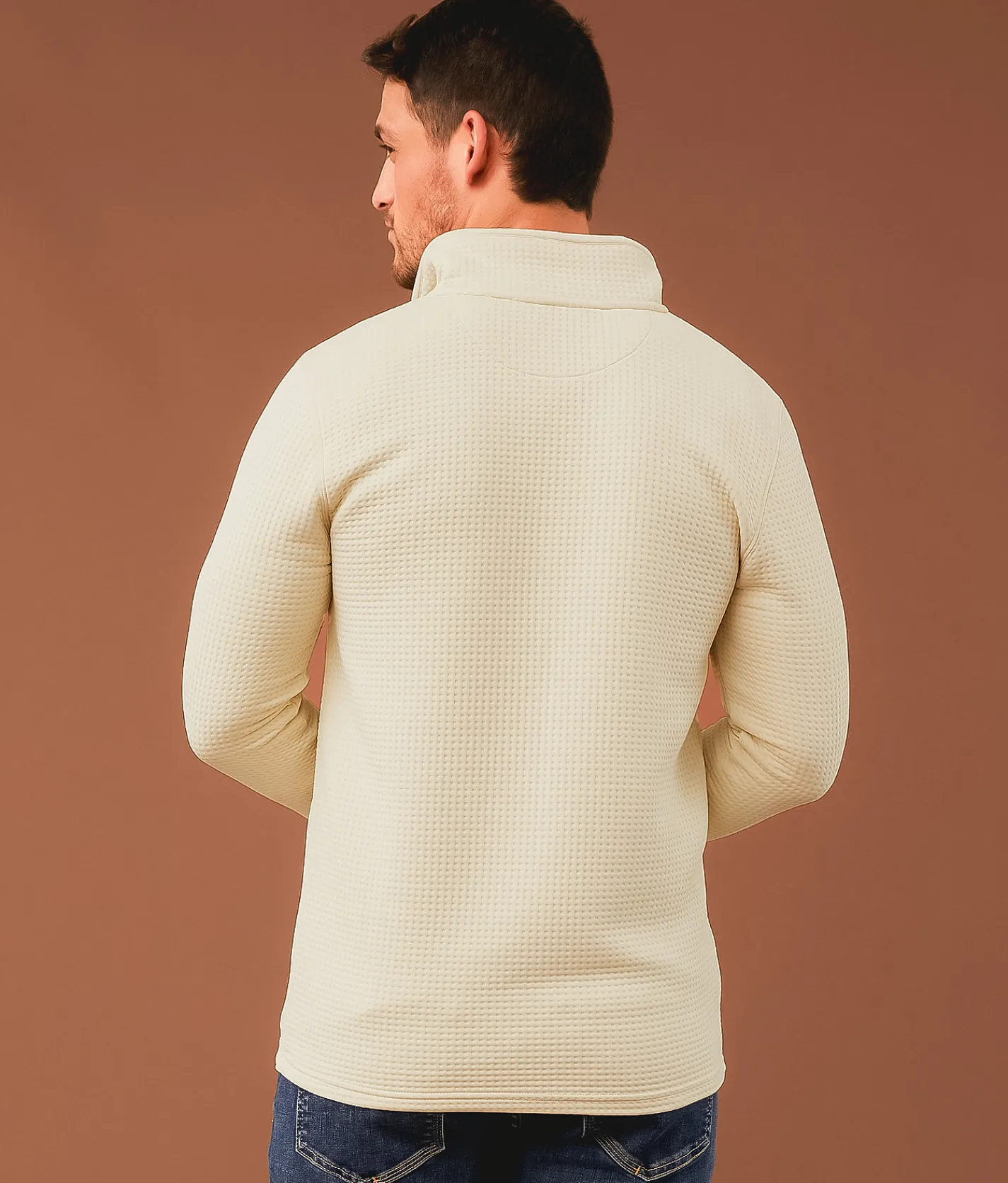 Outpost Makers Waffle Quarter Zip Pullover Summer Sand New