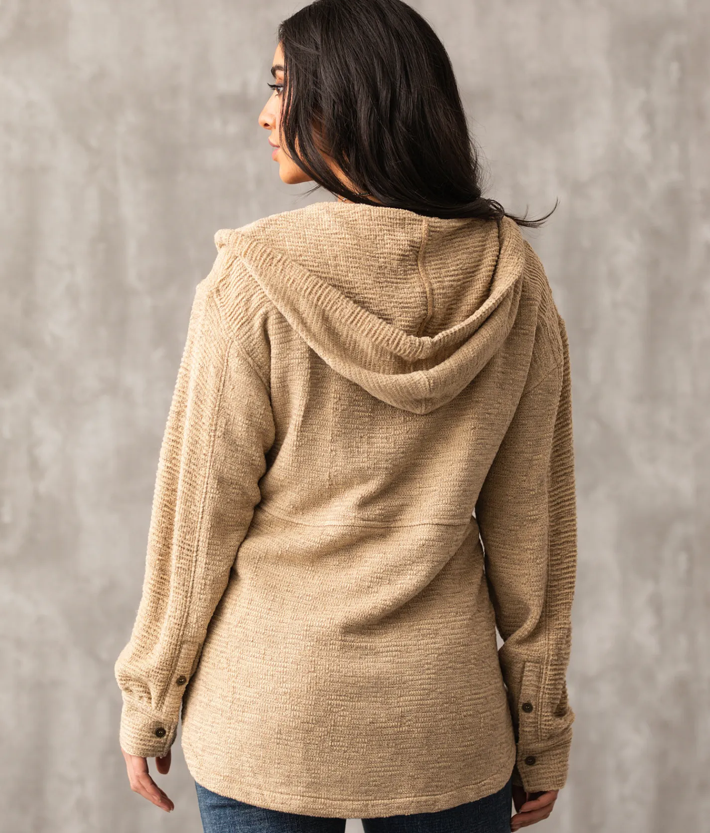 Activewear | Buckle Black Waffle Stitch Oversized Hoodie Tan