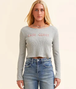 FITZ + EDDI Waffle Top Heather Grey Online
