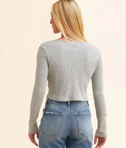 FITZ + EDDI Waffle Top Heather Grey Online