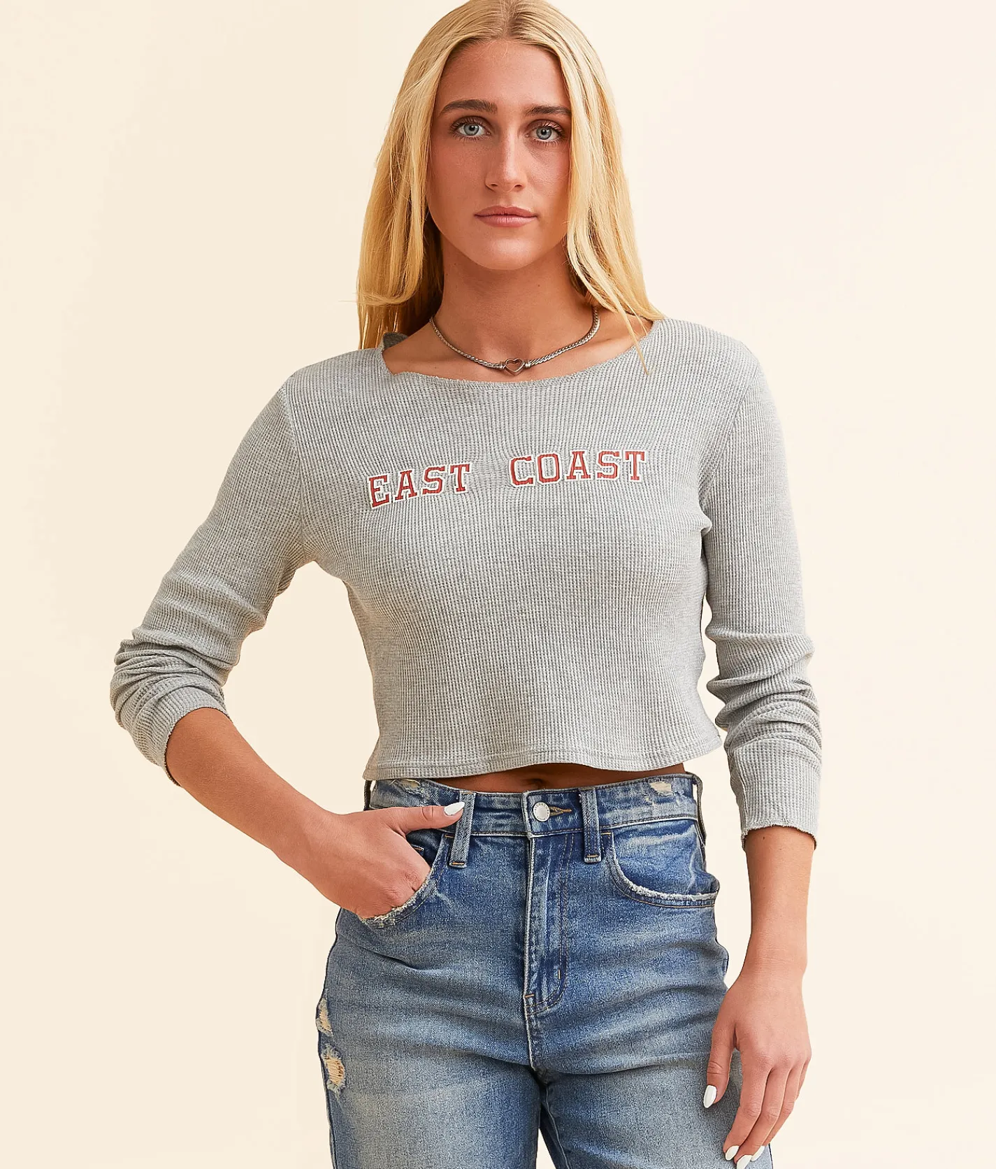 FITZ + EDDI Waffle Top Heather Grey Online