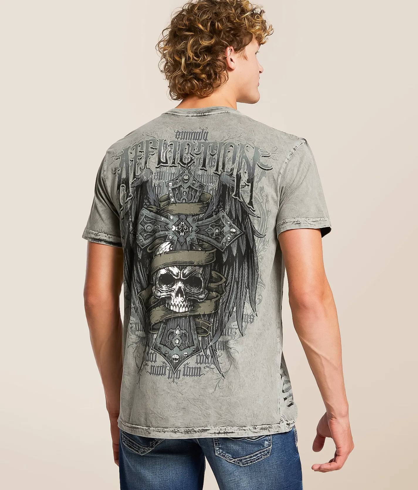 Affliction Wage Chaos Reversible T-Shirt Chinchilla Black Lava Tin Hot