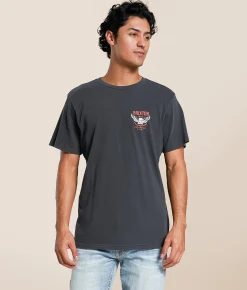 Tops|Graphic T-Shirts | Brixton Waller T-Shirt Black Worn Wash