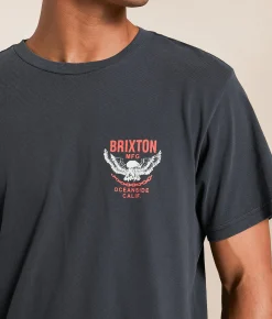 Tops|Graphic T-Shirts | Brixton Waller T-Shirt Black Worn Wash