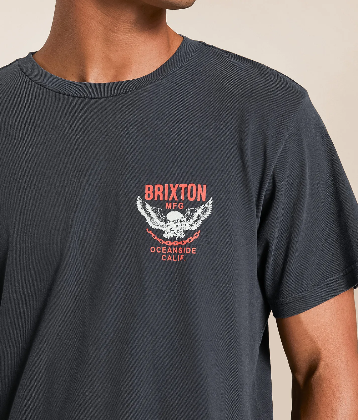 Tops|Graphic T-Shirts | Brixton Waller T-Shirt Black Worn Wash