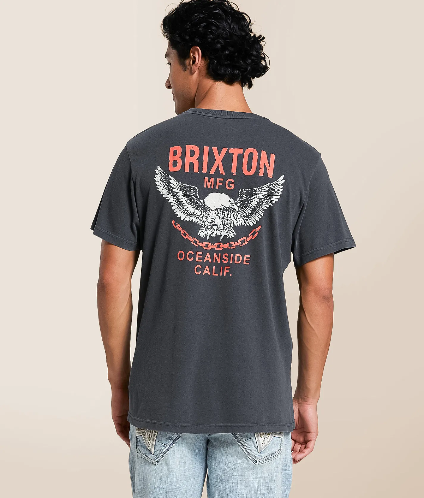 Tops|Graphic T-Shirts | Brixton Waller T-Shirt Black Worn Wash