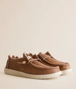 Shoes | HEYDUDE™ Wally Embossed Flag Leather Shoe Cognac