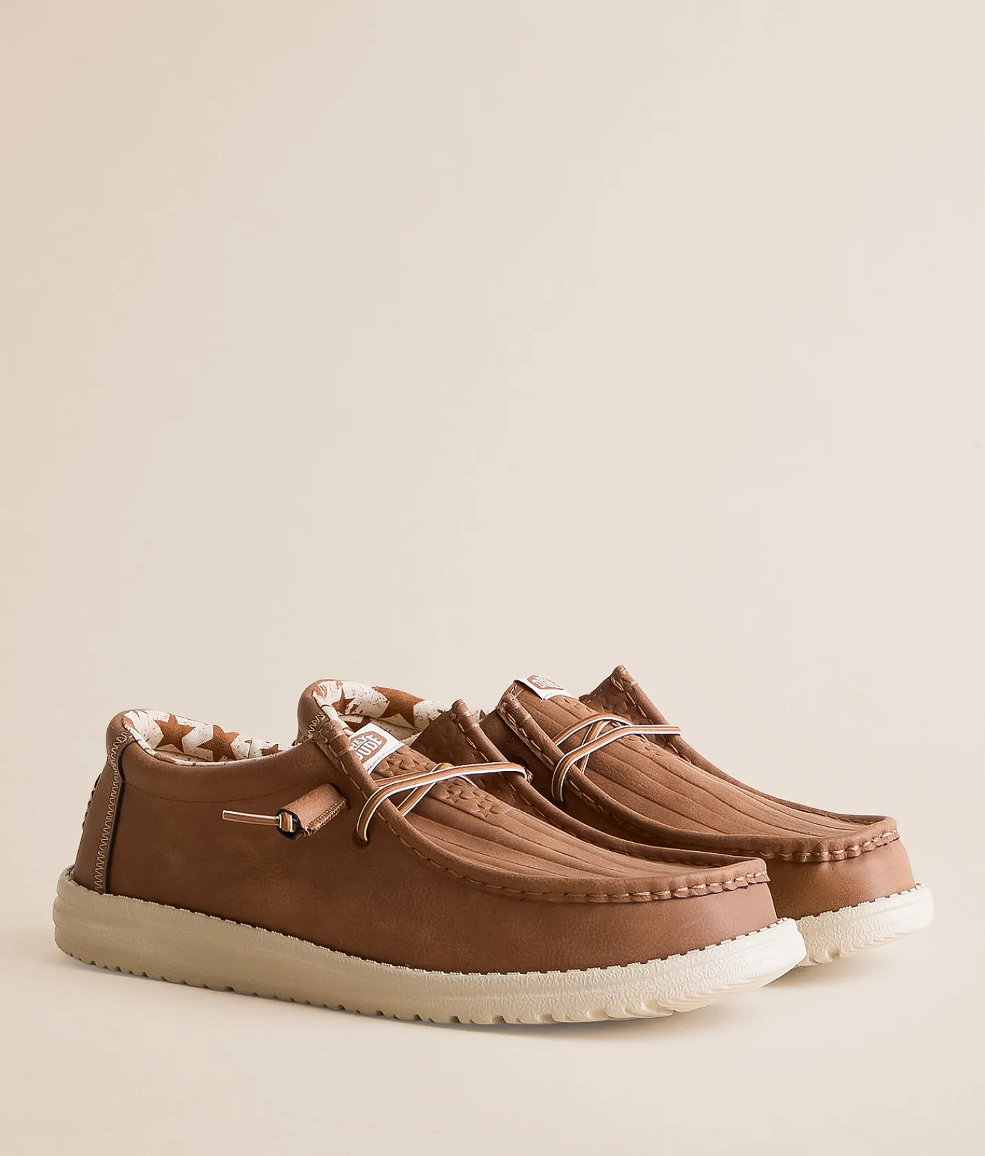 Shoes | HEYDUDE™ Wally Embossed Flag Leather Shoe Cognac