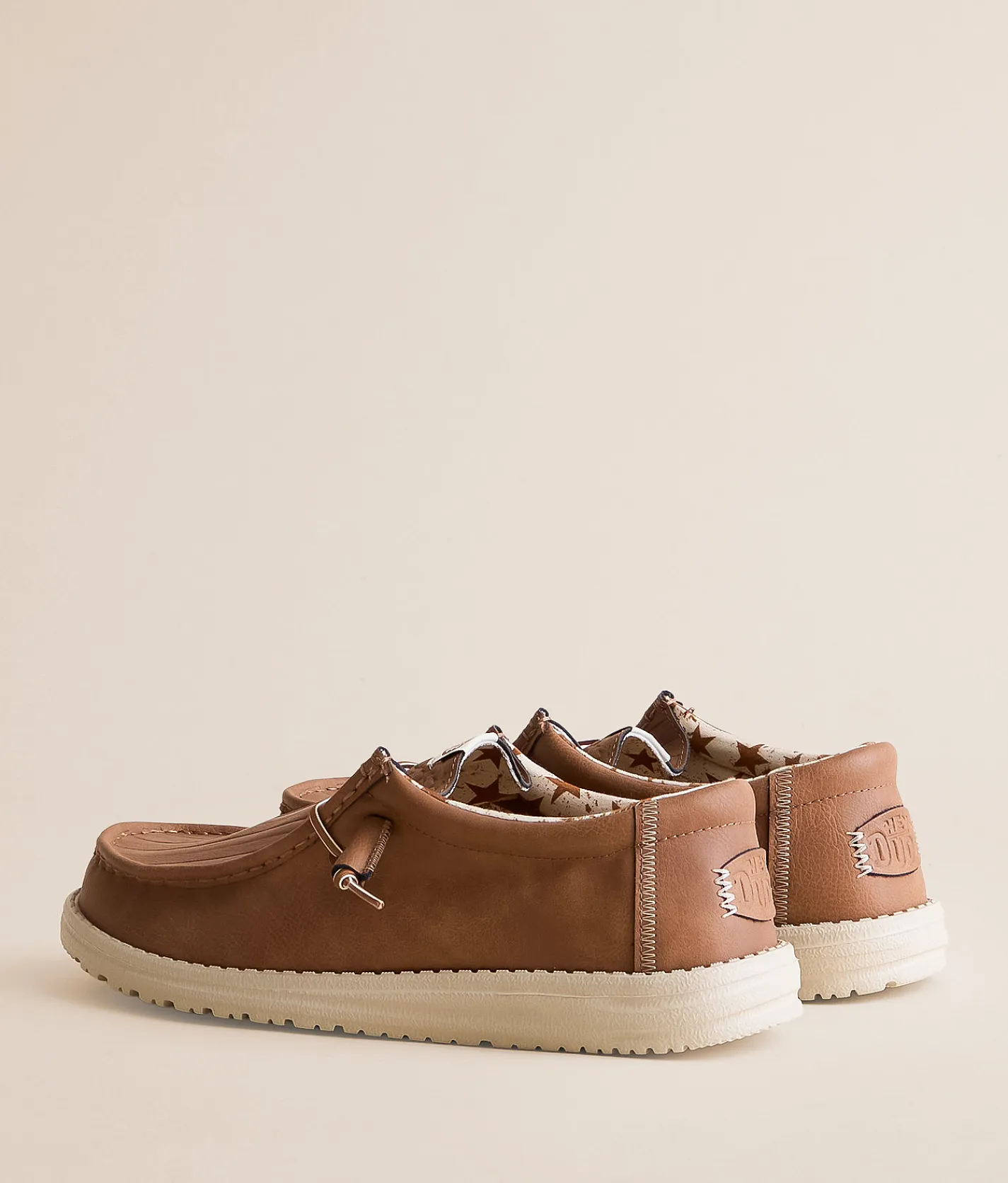 Shoes | HEYDUDE™ Wally Embossed Flag Leather Shoe Cognac